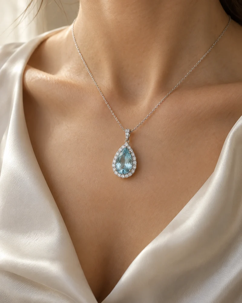 Pendants styled on a model